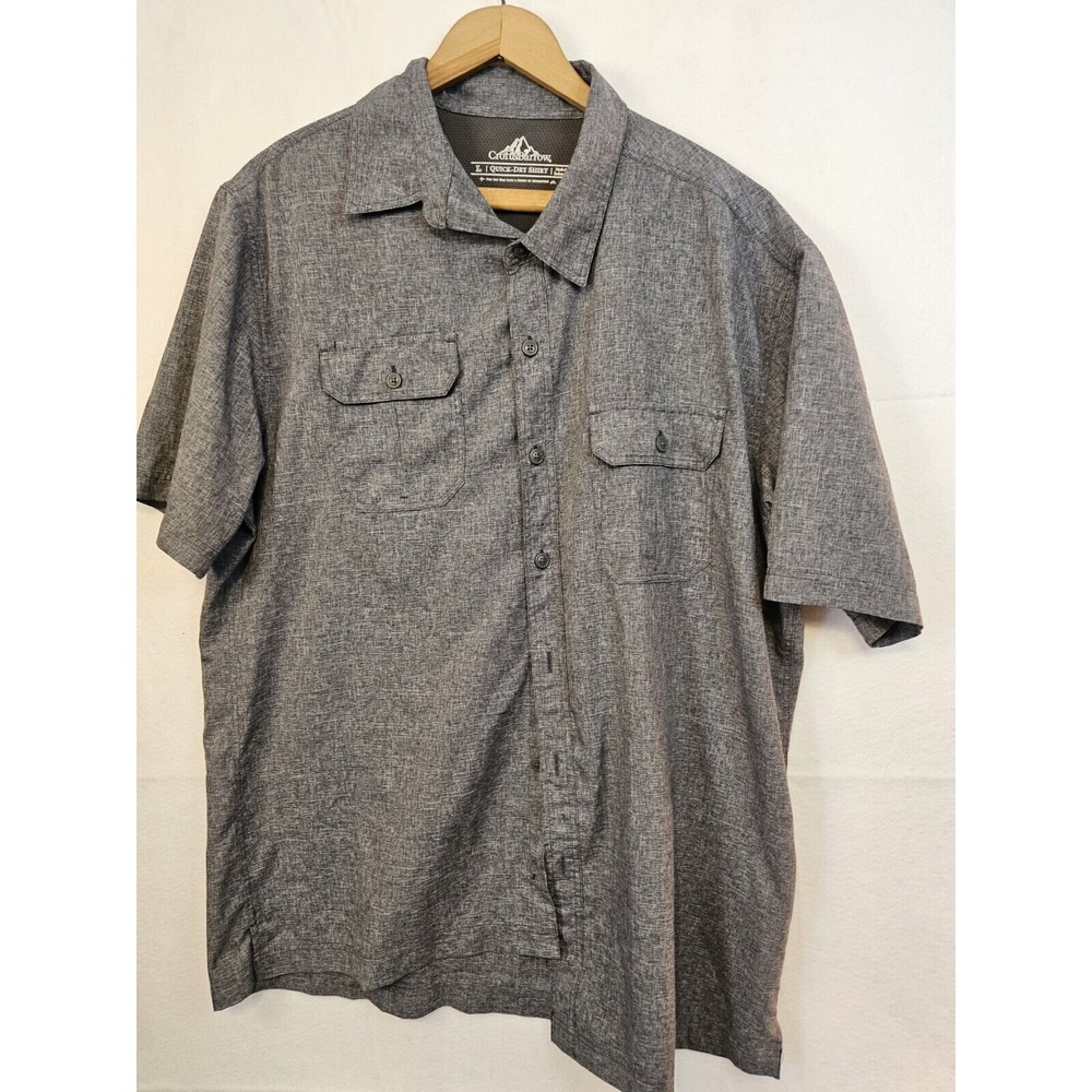 Croft & Barrow Quick Dry Shirt Mens L Gray Vented Button Up Short Sleeve Pockets